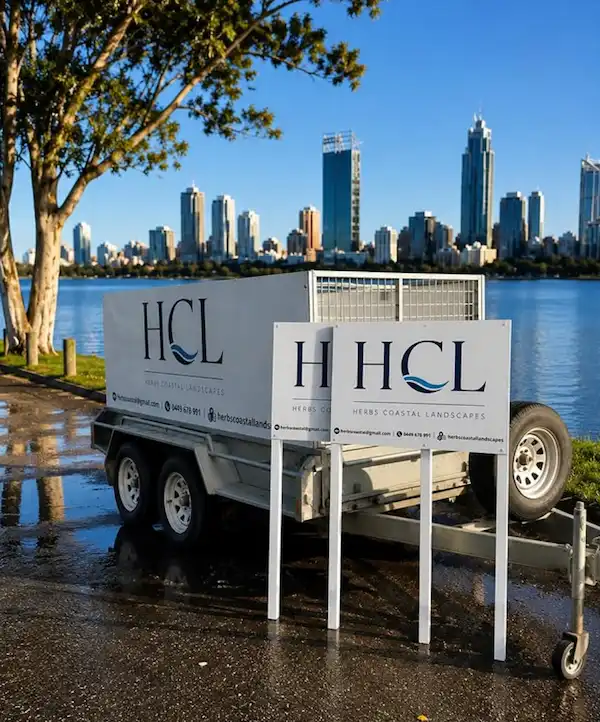 The twin brothers behind Herbs Coastal Landscapes on a project site in Perth