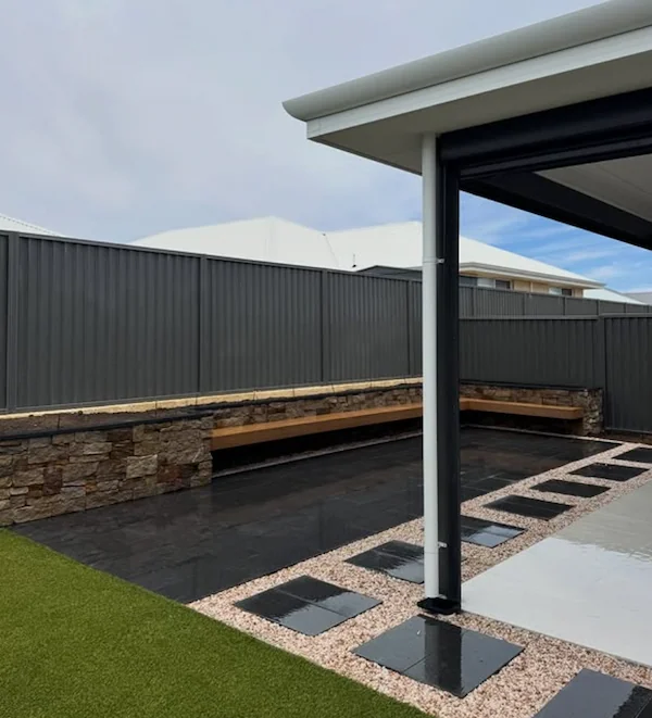 Hardwood timber deck and pergola structure extending an outdoor living space