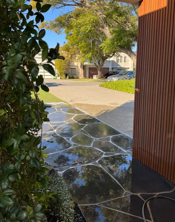 Polished stone pathway in a garden setting